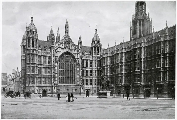 Framed Print : So called from its anciently approached the Old Palace as distinguished from the New Palace which Richard I, proposed to erect to the east and of which Westminster Hall was to form a part. Date: 1900s Framed Print : So called from its anciently approached the Old Palace as distinguished from the New Palace which Richard I, proposed to erect to the east and of which Westminster Hall was to form a part. Date: 1900s