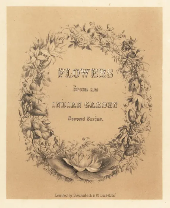 Framed Print : Calligraphic title page with wreath of flowers Framed Print : Calligraphic title page with wreath of flowers