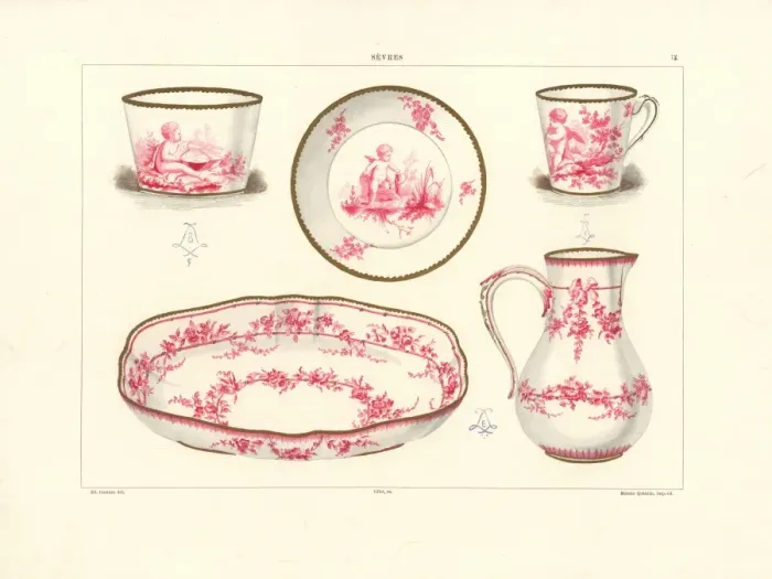 Framed Print : Camaieu decoration on Sevres pottery Framed Print : Camaieu decoration on Sevres pottery