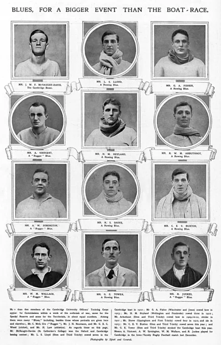 Framed Print : Cambridge boat-race members during World War I Framed Print : Cambridge boat-race members during World War I