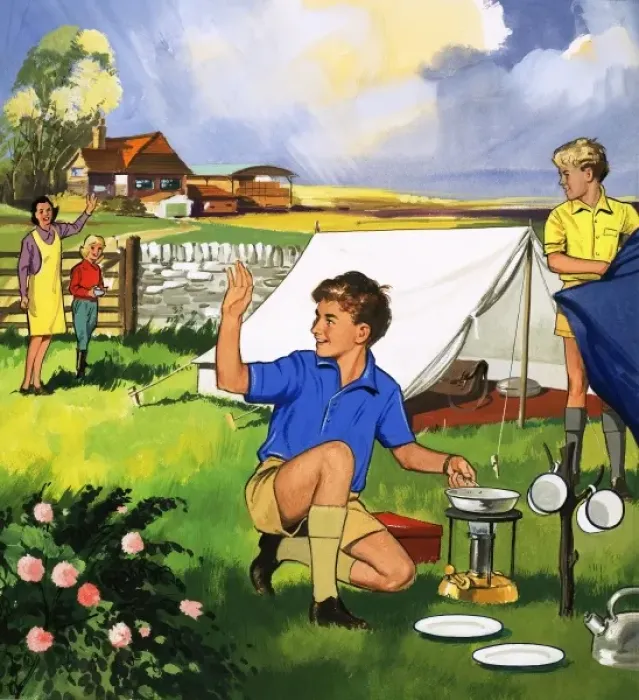 Framed Print : Camping in a tent Framed Print : Camping in a tent