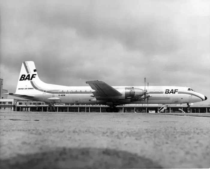 Framed Print : Canadair CL-44 G-AZIN of British Air Ferries Framed Print : Canadair CL-44 G-AZIN of British Air Ferries