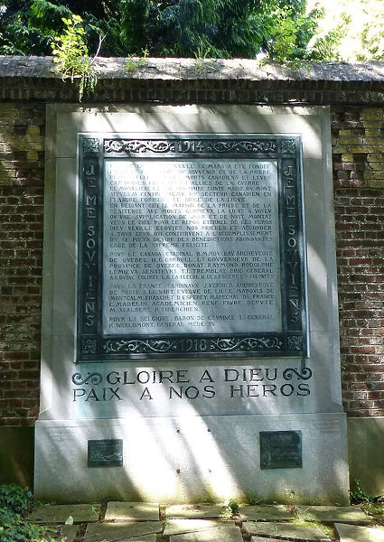 Canadian Memorial Plaque, wall of Mont des Cats Abbey