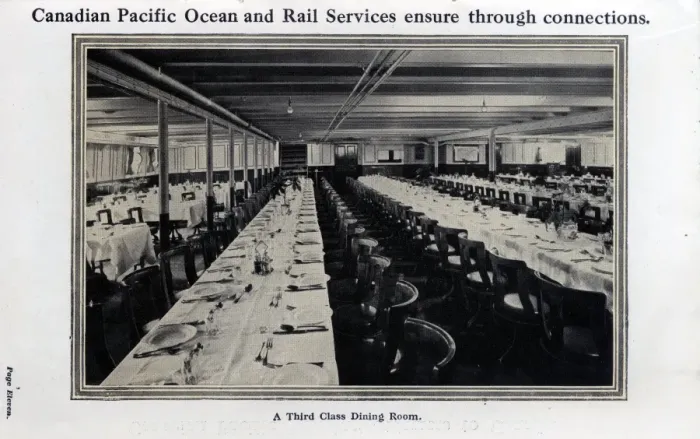 Framed Print : Canadian Pacific Third Class Dining Room Framed Print : Canadian Pacific Third Class Dining Room