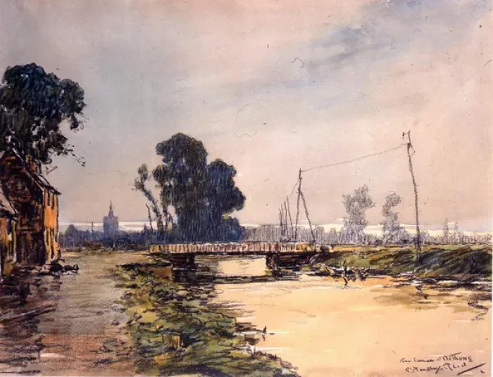 Framed Print : The Canal near Bethune, WW1 Framed Print : The Canal near Bethune, WW1
