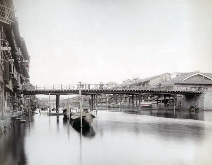 Framed Print : Canal, Osaka, Japan, c. 1880s Vintage late 19th century photograph Framed Print : Canal, Osaka, Japan, c. 1880s Vintage late 19th century photograph
