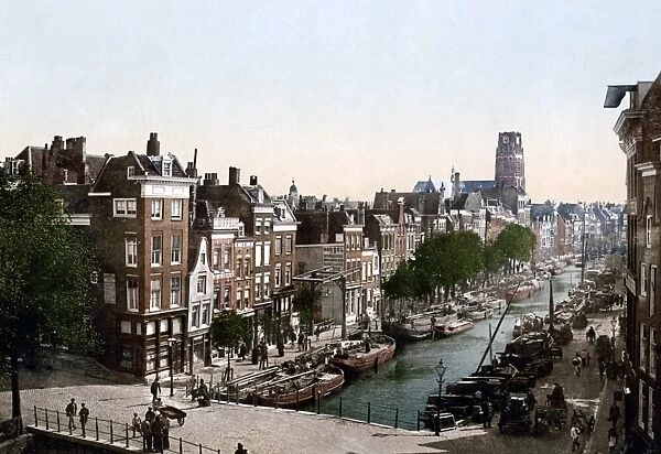 Canal in Rotterdam, Netherlands, circa 1890s