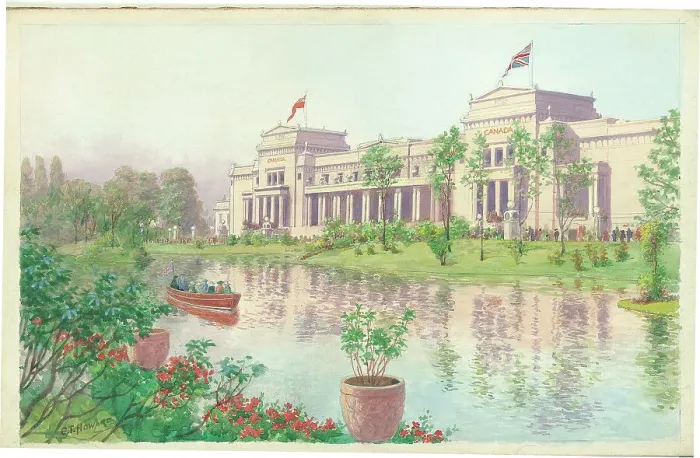 Framed Print : Cananda Pavillion from the Lake, British Emplre Exhibition Framed Print : Cananda Pavillion from the Lake, British Emplre Exhibition