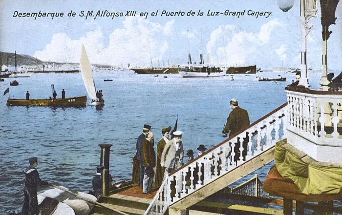 Framed Print : Canary Islands - King Alfonso XIII arrives at Port of Luz Framed Print : Canary Islands - King Alfonso XIII arrives at Port of Luz