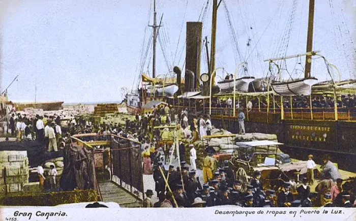 Framed Print : Canary Islands - Spanish troops arrive at the Port of Luz Framed Print : Canary Islands - Spanish troops arrive at the Port of Luz