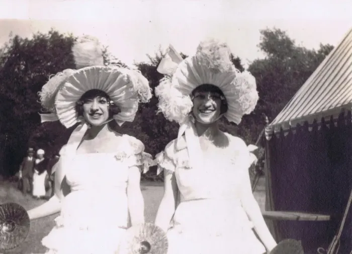 Framed Print : A candid portrait of the Dolly Sisters at a garden party c