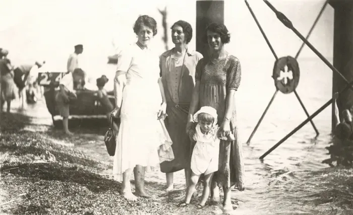 Framed Print : Candid seaside photograph - 3 women and child - under pier Framed Print : Candid seaside photograph - 3 women and child - under pier