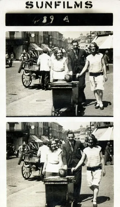 Framed Print : Candid street photograph - wheeling baby in a large pram Framed Print : Candid street photograph - wheeling baby in a large pram