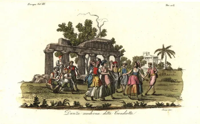 Framed Print : The Candiota dance on the island of Crete, 18th century Framed Print : The Candiota dance on the island of Crete, 18th century