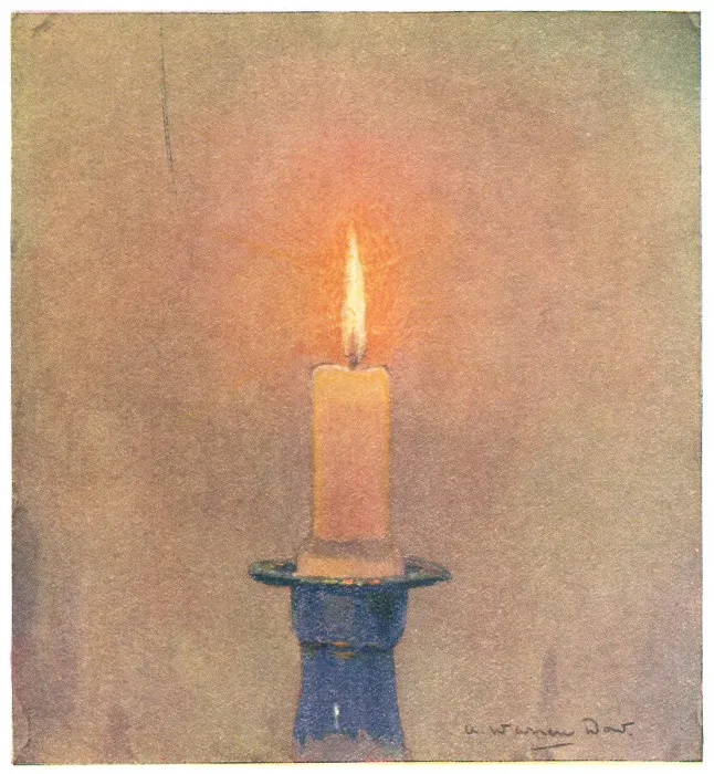 Framed Print : Candle. A somewhat sombre painting of a lit candle in a blue holder. Date: circa 1916 Framed Print : Candle. A somewhat sombre painting of a lit candle in a blue holder. Date: circa 1916