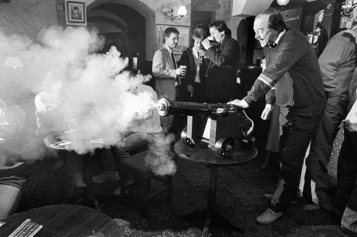 Framed Print : Cannon firing in pub -1 Framed Print : Cannon firing in pub -1