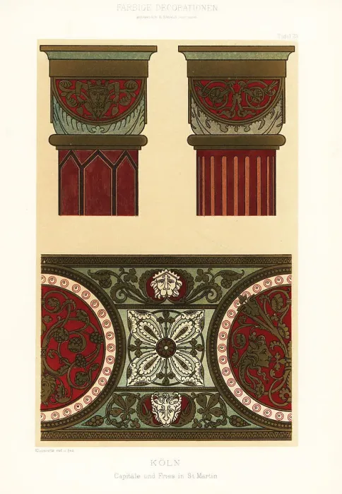 Framed Print : Capitals and frieze in the Great St. Martin Church, Cologne, Ger Framed Print : Capitals and frieze in the Great St. Martin Church, Cologne, Ger