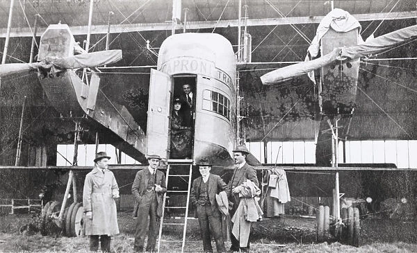 Caproni Ca-48. Men Standing by Ladder with Woman Sitting in the Passenger