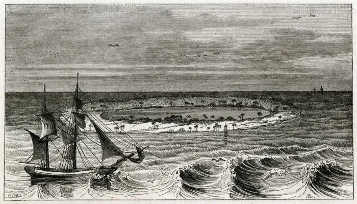Framed Print : Captain Beechey at Coral Atoll Framed Print : Captain Beechey at Coral Atoll