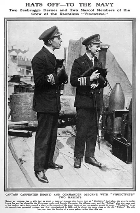 Framed Print : Captain Carpenter VC with Commander Osborne & ships mascots Framed Print : Captain Carpenter VC with Commander Osborne & ships mascots