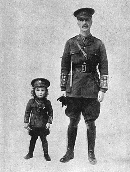 Captain R. H. Parlby & small son in uniform, WW1