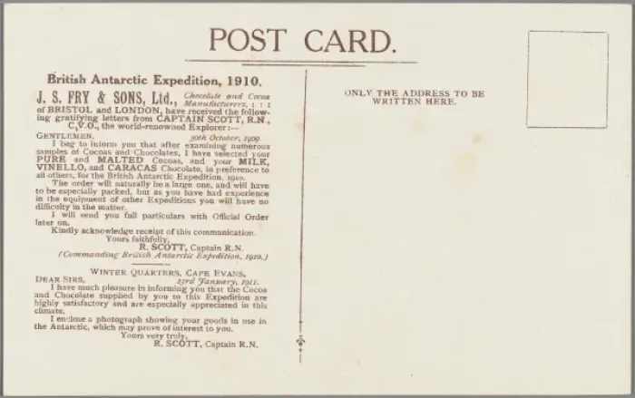 Framed Print : Captain Robert Falcon Scott - Frys Cocoa Advert (reverse) Framed Print : Captain Robert Falcon Scott - Frys Cocoa Advert (reverse)