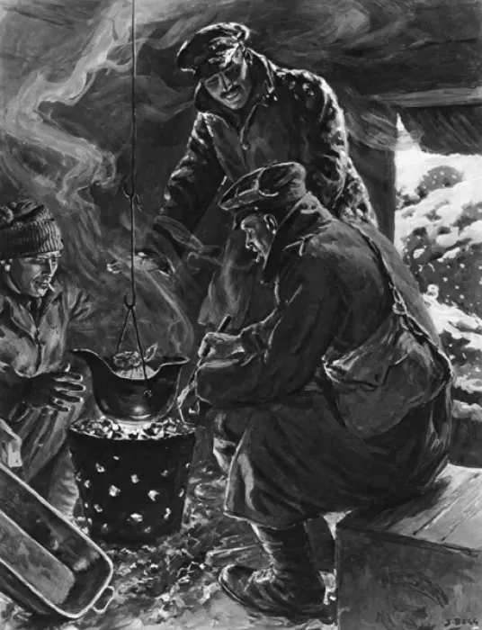 Framed Print : Captain tasting the mens dinner on Christmas day Framed Print : Captain tasting the mens dinner on Christmas day