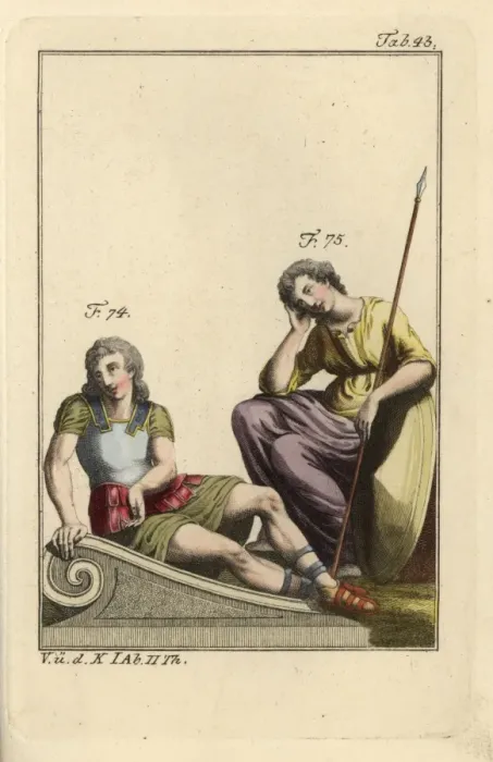 Framed Print : Captive king of the Gauls and a pensive British woman Framed Print : Captive king of the Gauls and a pensive British woman
