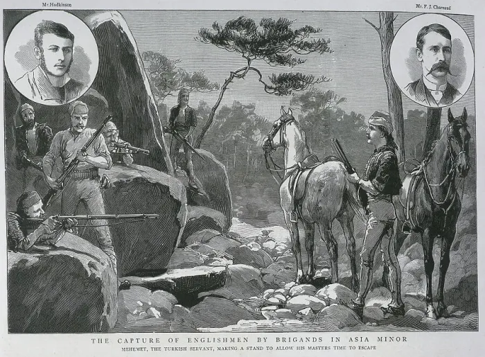 Framed Print : Capture of Englishmen by Brigands, Asia Minor Framed Print : Capture of Englishmen by Brigands, Asia Minor