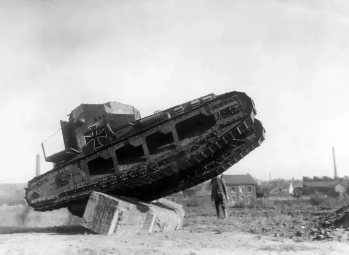 Framed Print : Captured British Whippet tank on Western Front, WW1 Framed Print : Captured British Whippet tank on Western Front, WW1