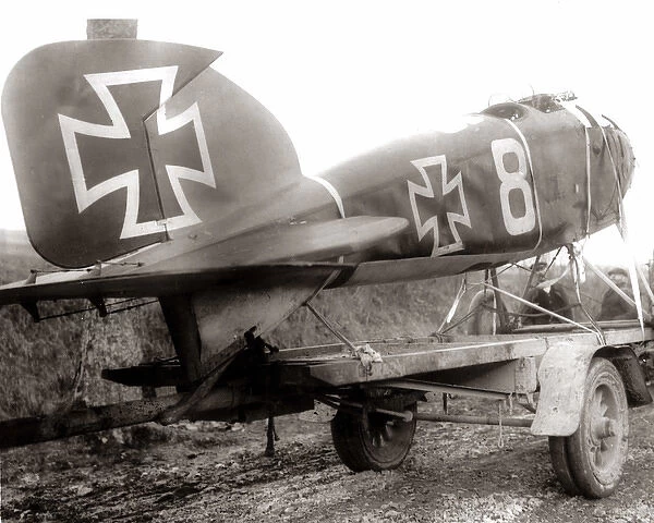 Captured German aeroplane, Western Front, WW1