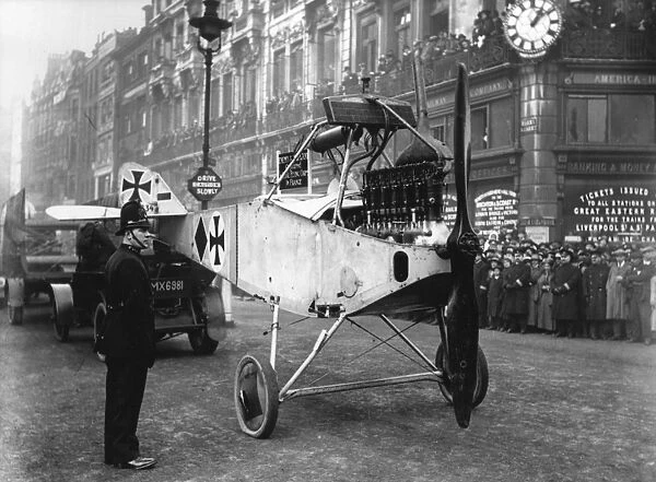 A captured German aircraft in London