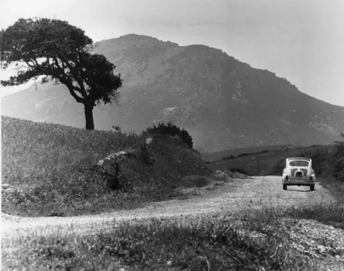 Framed Print : Car on a country road, Sardinia, Italy Framed Print : Car on a country road, Sardinia, Italy