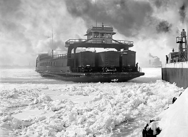 Car ferry, Michigan Central, entering slip, Detroit River, M