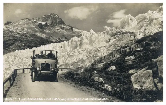 Framed Print : Car on Furkastrasse, Rhone Glacier, Switzerland Framed Print : Car on Furkastrasse, Rhone Glacier, Switzerland