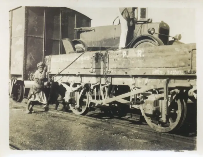 Framed Print : Car being loaded onto a train, Middle East Framed Print : Car being loaded onto a train, Middle East