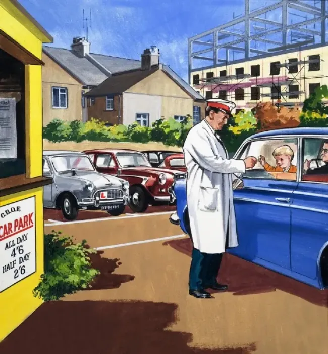 Framed Print : The Car Park Attendant Framed Print : The Car Park Attendant