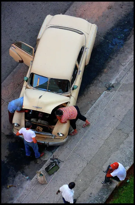 Framed Print : Car repairs in street, Havana, Cuba Framed Print : Car repairs in street, Havana, Cuba