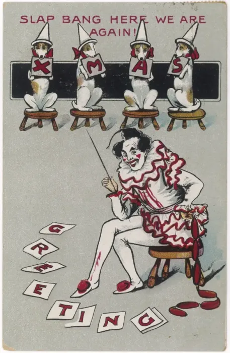 Framed Print : Card ;Clown & Dogs Framed Print : Card ;Clown & Dogs