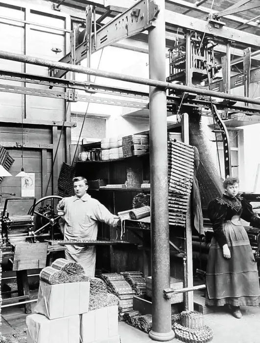 Framed Print : Card cutting machine in a woollen mill in Bradford Framed Print : Card cutting machine in a woollen mill in Bradford