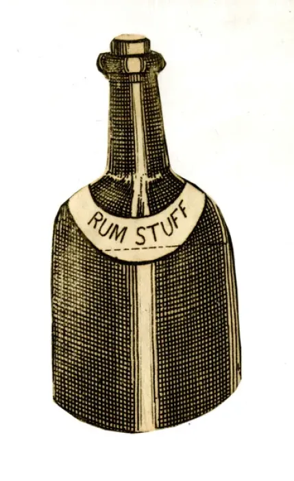 Framed Print : Card in the shape of a bottle of rum Framed Print : Card in the shape of a bottle of rum