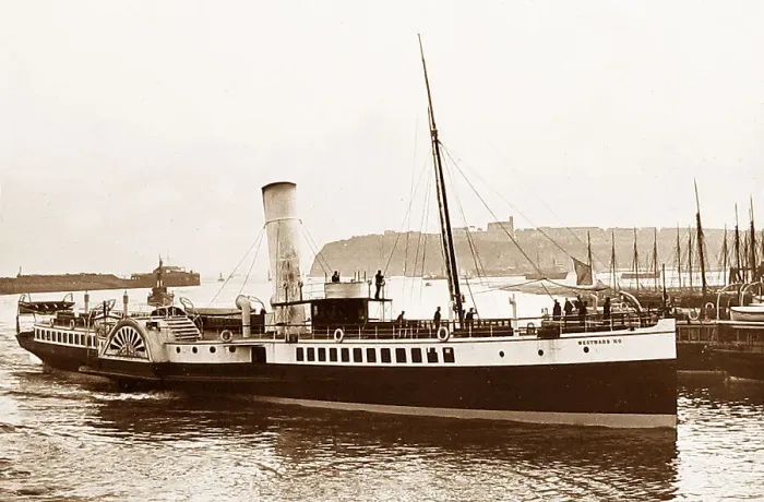 Framed Print : Cardiff - Paddle steamer Westward Ho Victorian period Framed Print : Cardiff - Paddle steamer Westward Ho Victorian period