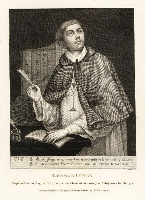 Framed Print : Cardinal George Innes, in white robes and scarlet cloak and cap Framed Print : Cardinal George Innes, in white robes and scarlet cloak and cap