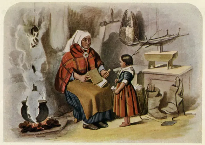 Framed Print : CARDING WOOL, SCOTLAND Framed Print : CARDING WOOL, SCOTLAND