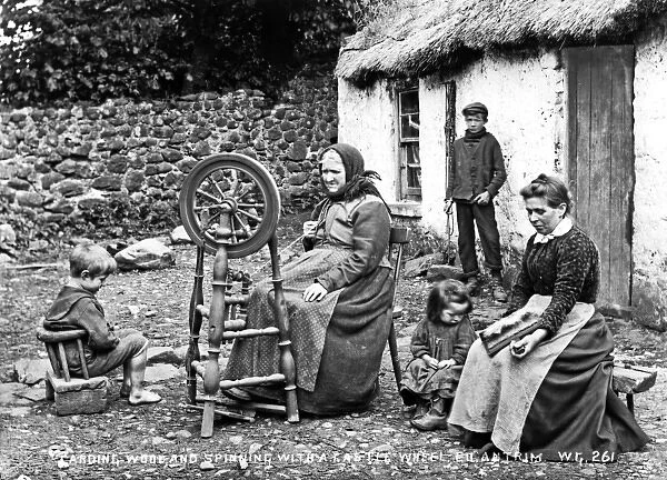 Carding Wool and Spinning With a Castle Wheel, Co Antrim