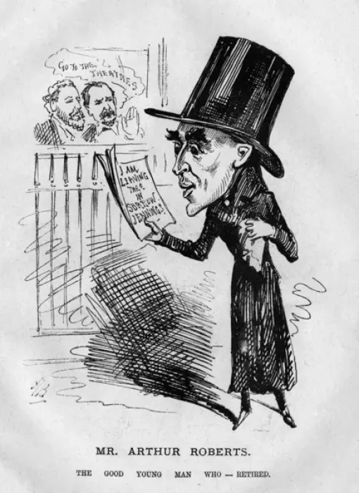 Framed Print : Caricature of Arthur Roberts, music hall performer Framed Print : Caricature of Arthur Roberts, music hall performer