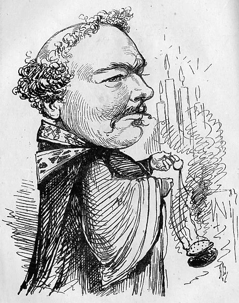Caricature of Charles Santley, English-born baritone