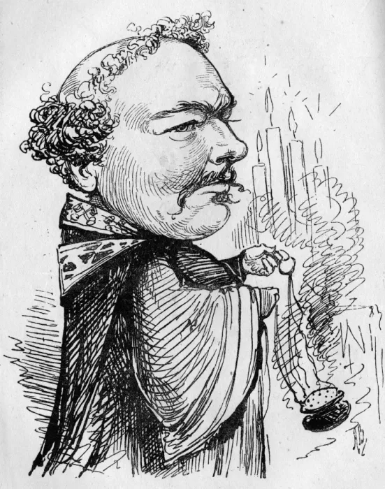 Framed Print : Caricature of Charles Santley, English-born baritone Framed Print : Caricature of Charles Santley, English-born baritone