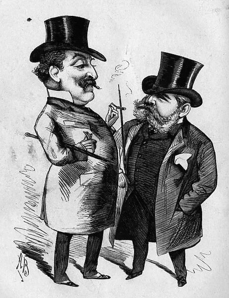 Caricature of Edmund Yates and ? Becker
