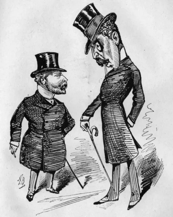 Framed Print : Caricature of Edward, Prince of Wales and Squire Bancroft Framed Print : Caricature of Edward, Prince of Wales and Squire Bancroft